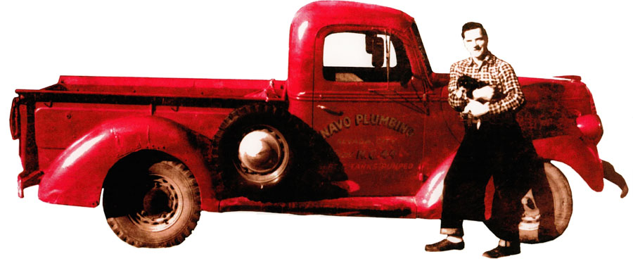 George Navo and the original plumbing truck in 1959